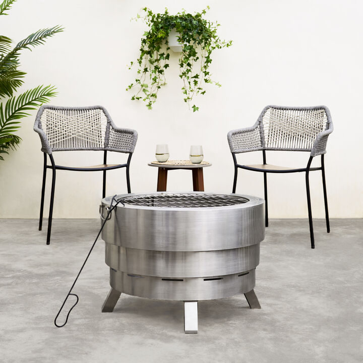 Teamson Home - 25" 304 Stainless Steel Collapsible Wood Burning Fire Pit