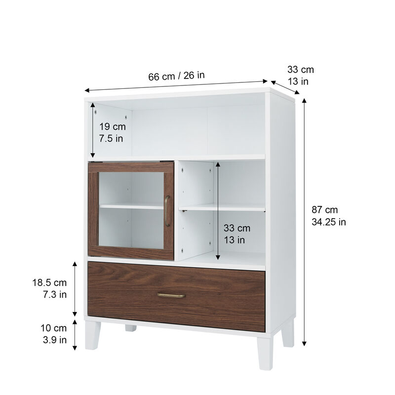 Teamson Home Tyler Modern Wooden Floor Storage Cabinet, Walnut/White
