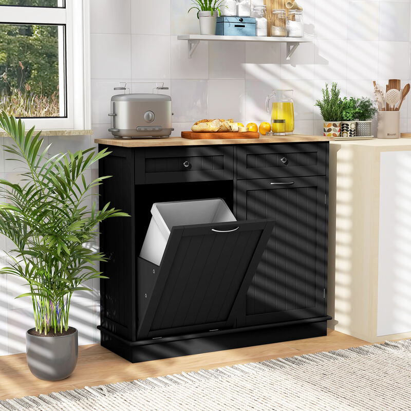 Kitchen Trash Cabinet with Single Can Holder & Adjustable Shelf – Stylish Waste Bin Storage Solution
