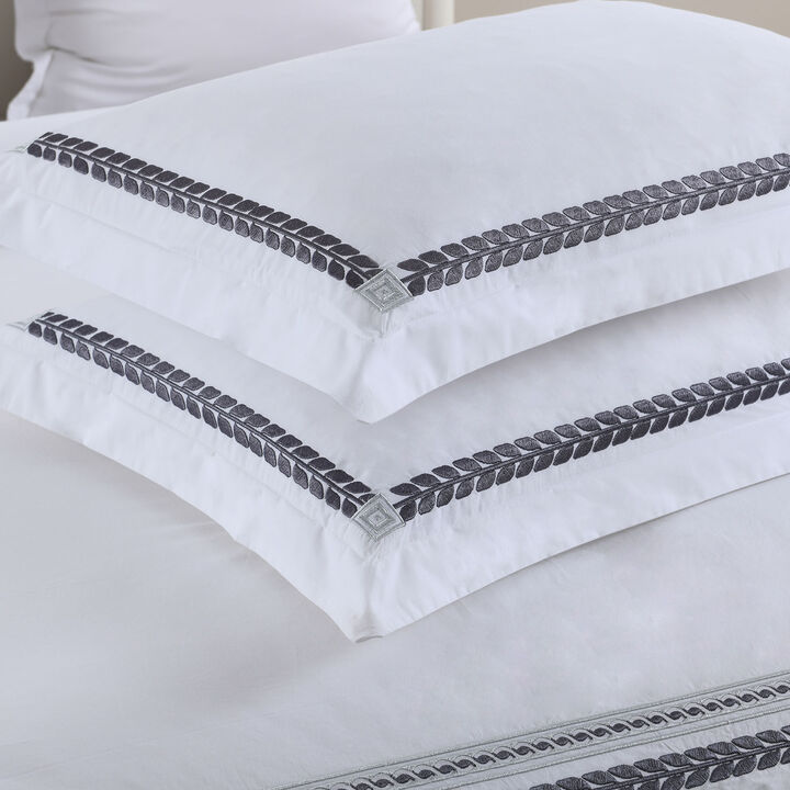 Egyptian Linens - Sadie Percale Embroidered Duvet Cover Set - Made in Egypt