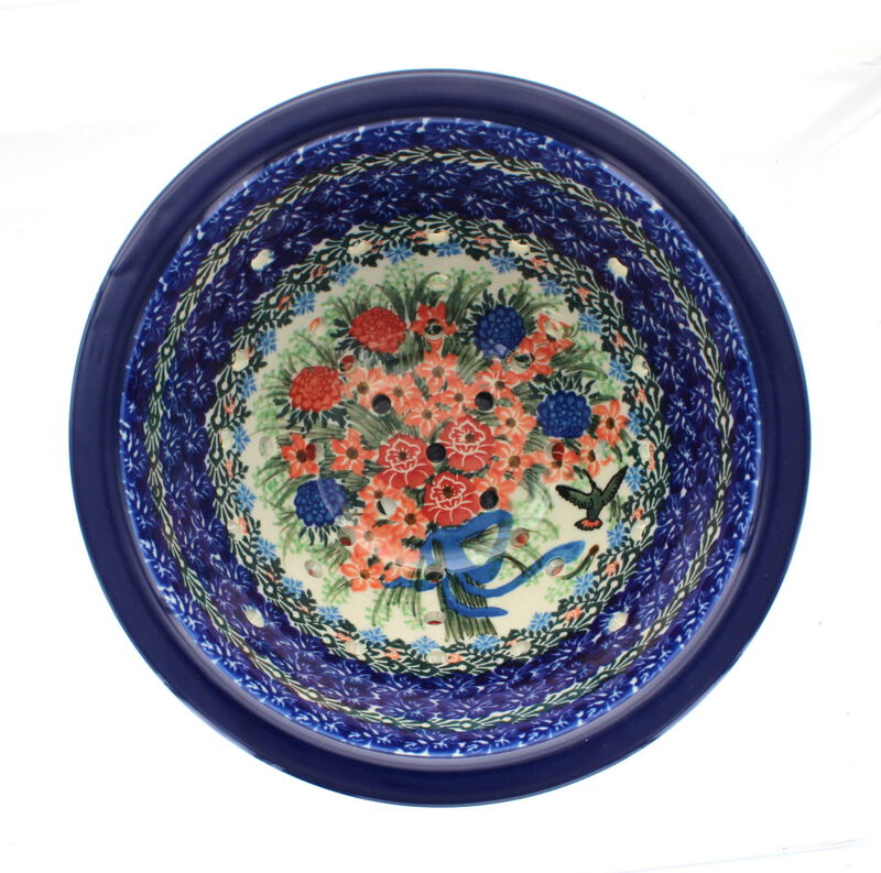 Blue Rose Polish Pottery Mardi Gras Berry Bowl & Plate