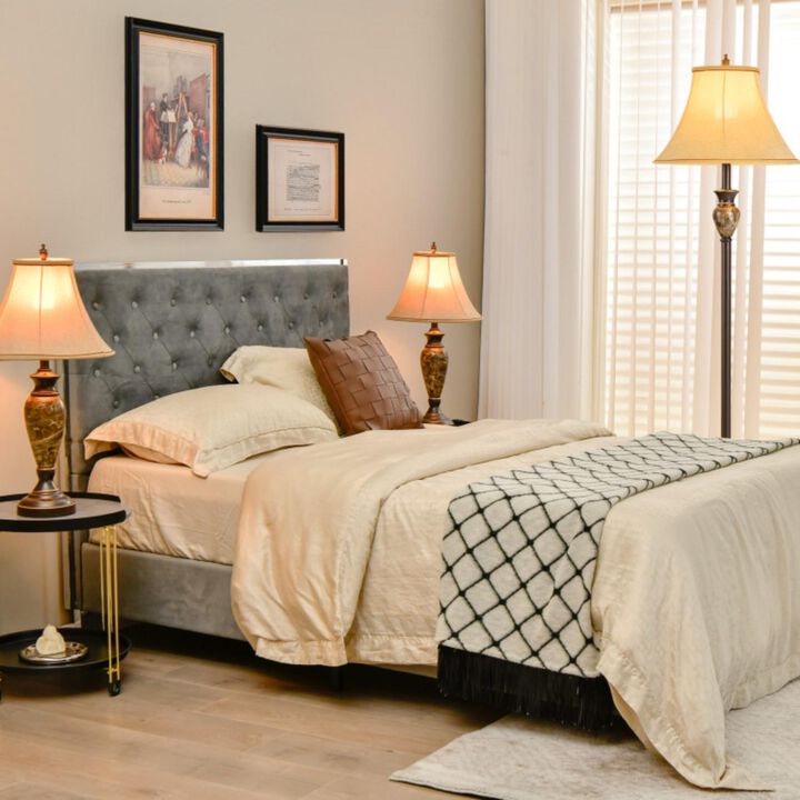 Hivvago 3-Piece Table and Floor Lamp Set with Linen Fabric Lamp Shades