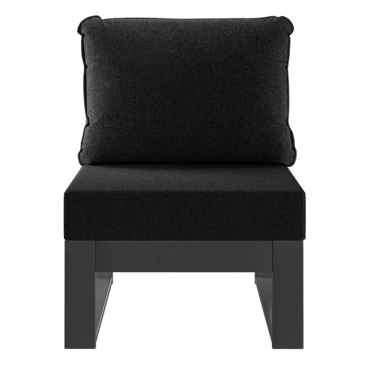 WestinTrends Outdoor HDPE Sectional Armless Chair with Water-Proof Patio Cushions