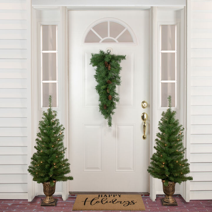 30" Black River Pine Artificial Christmas Swag with Pine Cones  Unlit