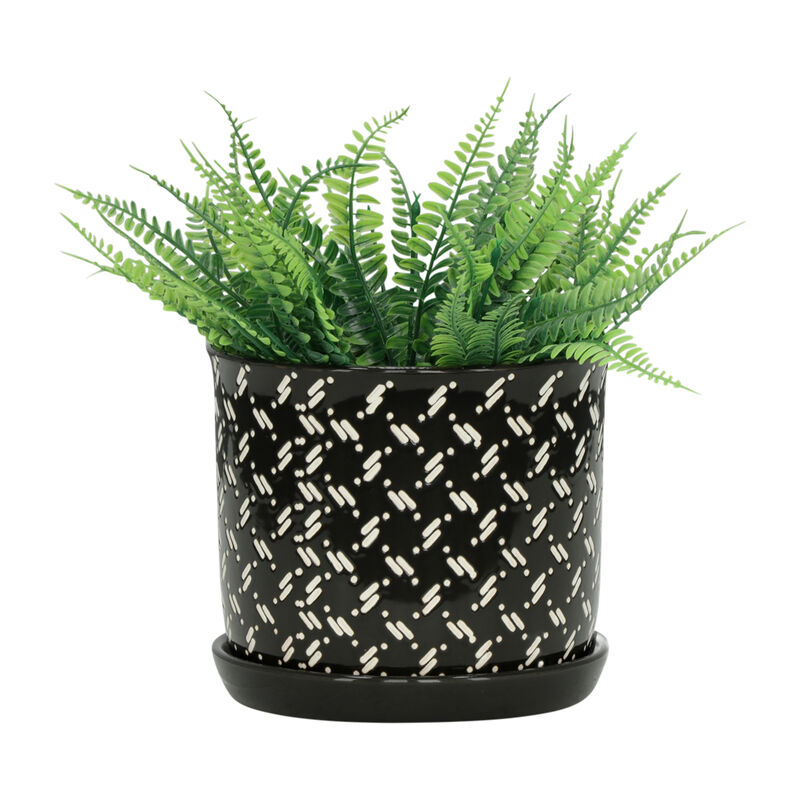 Dots Planter with Saucer, Black Set