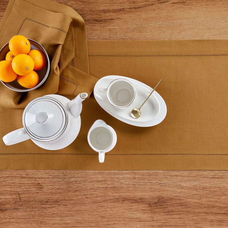 Solino Home 100% Pure Linen Table Runner | Classic Hemstitch for Thanksgiving, Christmas