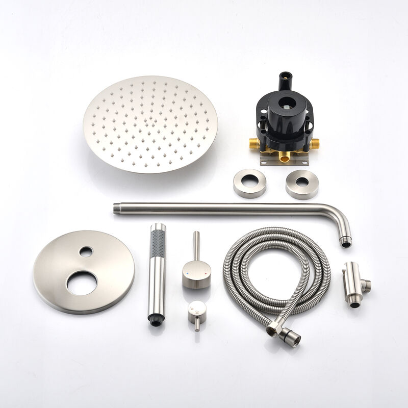 Round Wall Mounted Shower Combo with Rain Head & Handheld
