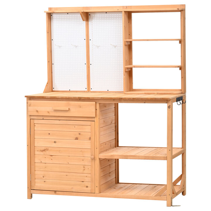Merax Fir Wood Potting Bench with Hutch