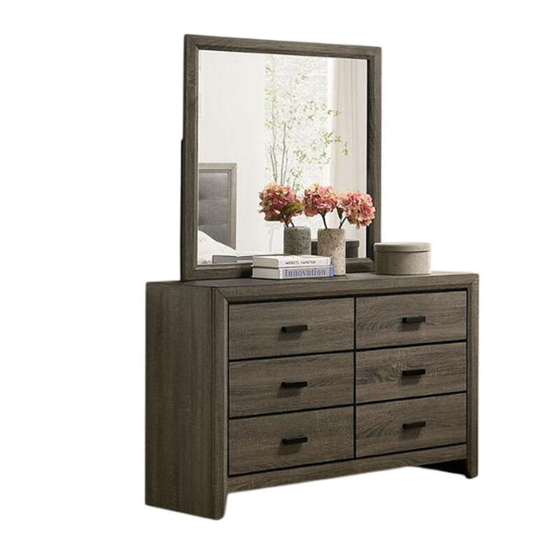 Meli 4pc Full Size Bedroom Set, Upholstered, Dresser, Gray Solid Wood - Benzara