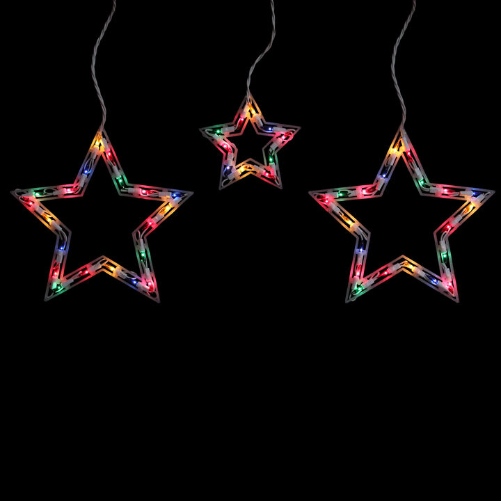 100-Count Multi-Color Star Shaped Mini Icicle Christmas Lights  7ft White Wire