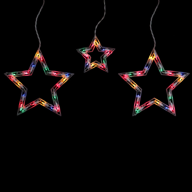 100-Count Multi-Color Star Shaped Mini Icicle Christmas Lights  7ft White Wire