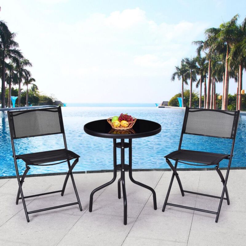 Hivvago 3 Pieces Folding Bistro Table Chairs Set for Indoor and Outdoor