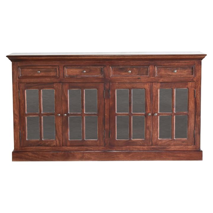 Solid Wood Large Cherry Sideboard with 4 Glazed Doors
