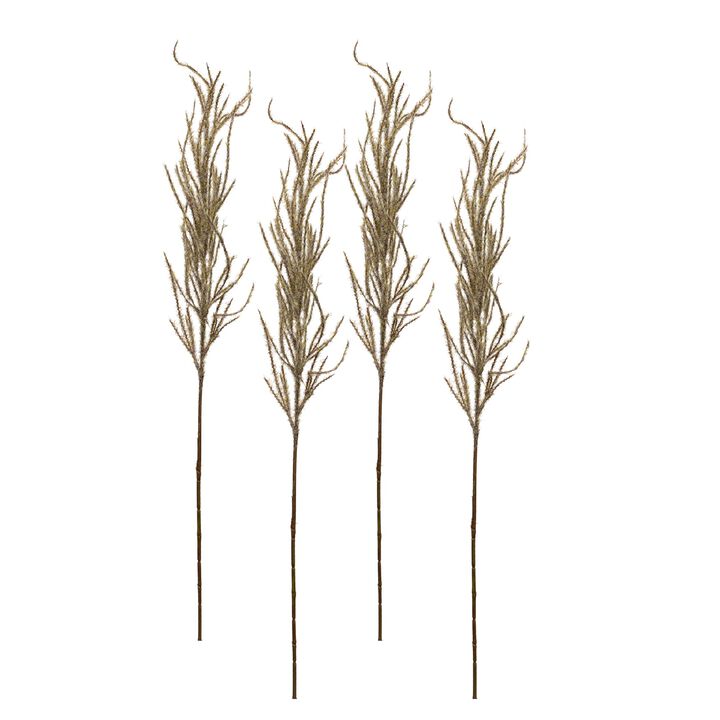 Set of 4 Flocked Pampas Grass Sprays for Soft, Elegant Home Décor and Floral Arrangements