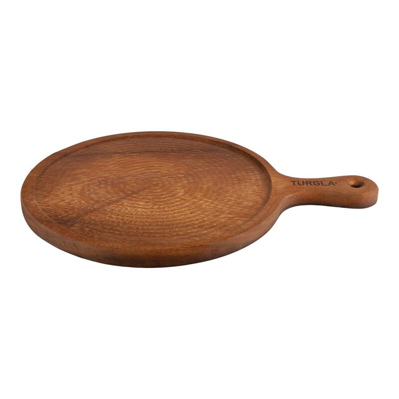 Wood dia.17" h:0.75" Round Brown Wood Serving