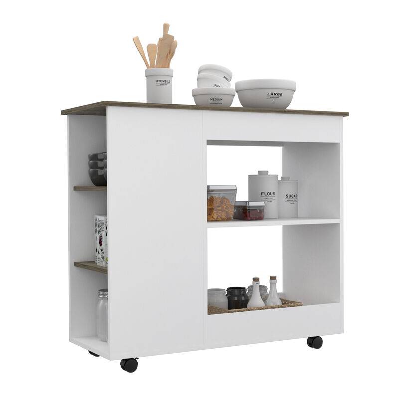 Kitchen Cart Kamizaze, Kitchen, White / Dark Brown