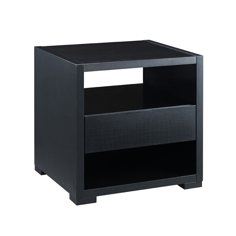 End Table Faux Croc Black