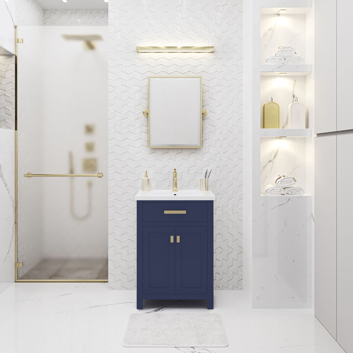 Myra 24 In. Integrated Ceramic Sink Top Bath Vanity in Monarch Blue