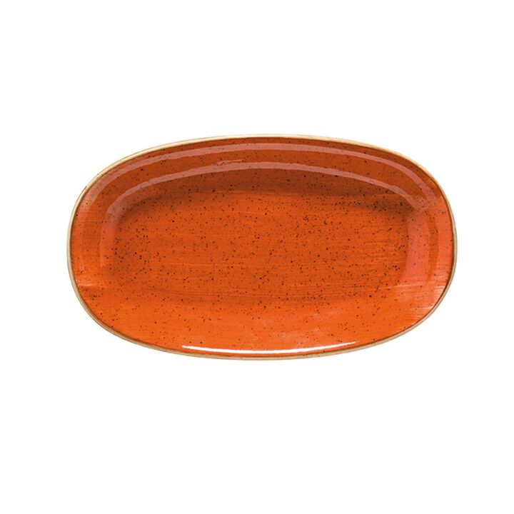 Terracota 6" x 3.5" x h:0.75" Oval Terracotta Porcelain Platter (Set of 2)