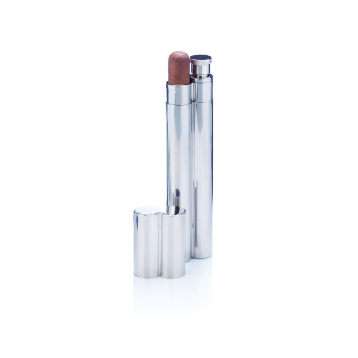 Stainless Steel Cigar Holder and Flask