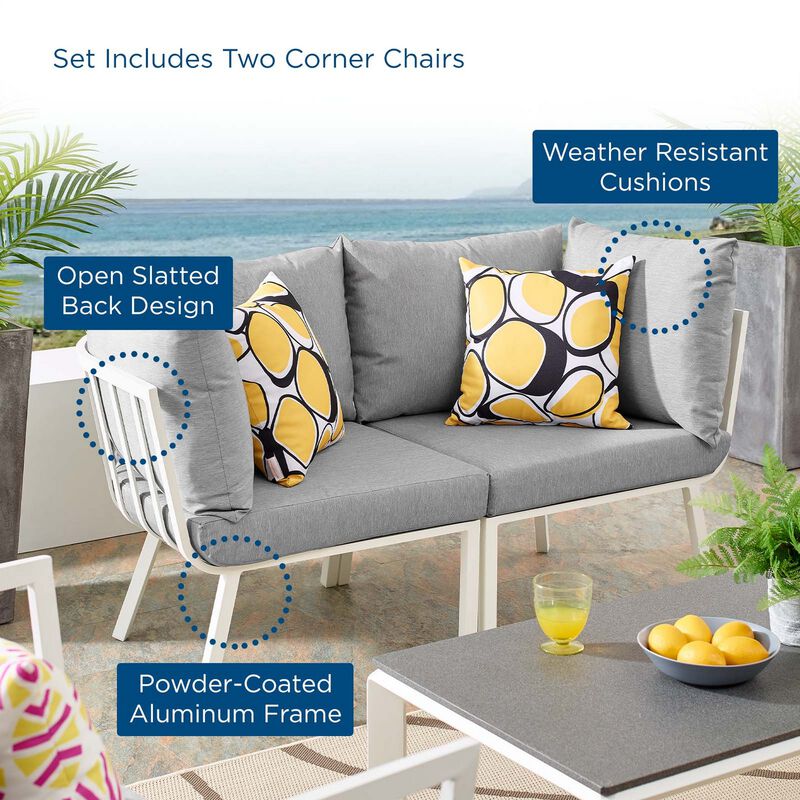 Riverside 2 Piece Outdoor Patio Aluminum Sectional Sofa Set-Benzara