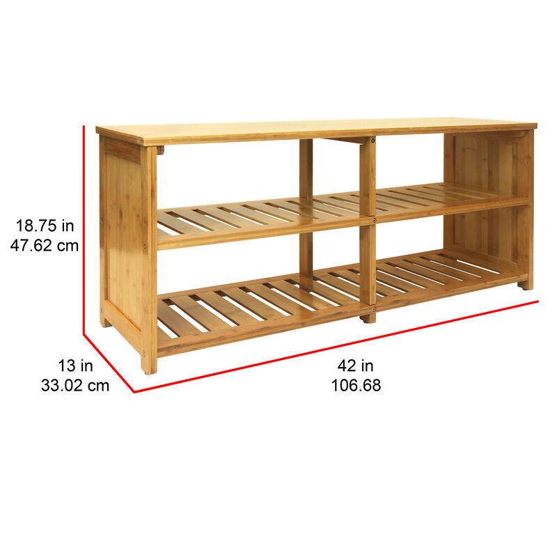 Oceanstar 10-Pair Bamboo Entryway Storage Bench.