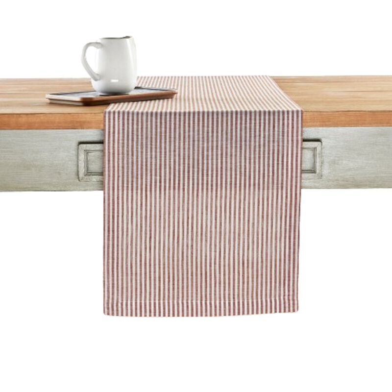 Solino Home 100% Pure Linen Table Runner 14 x 108 Inch | Narrow Stripe