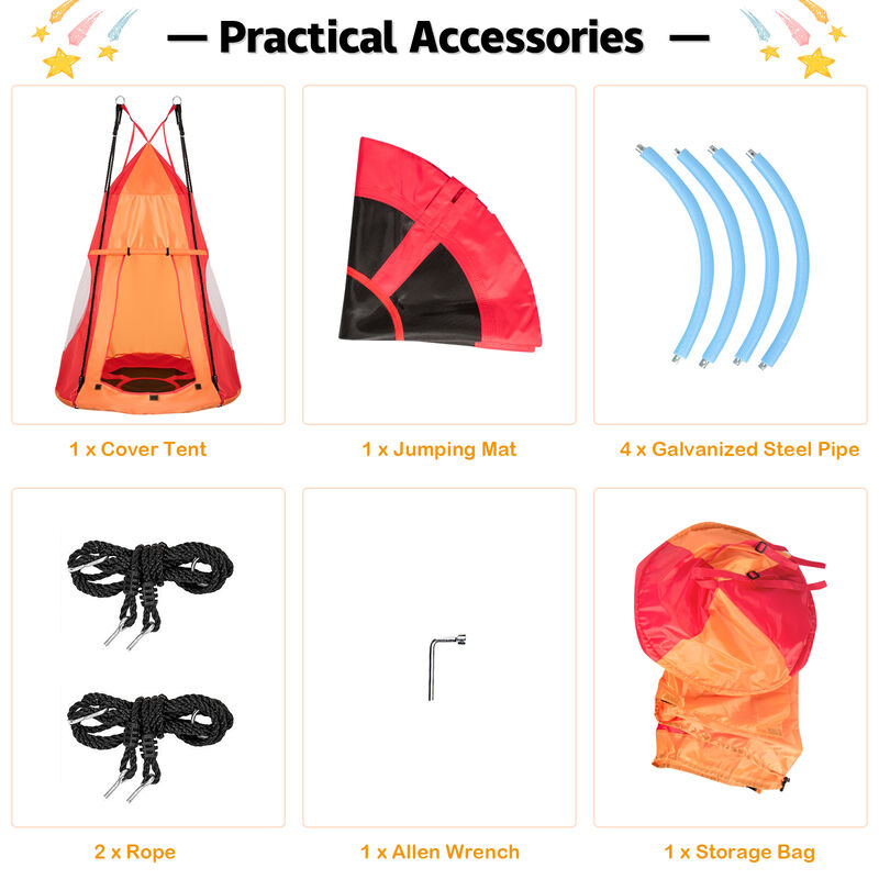 2-in-1 40 Inch Kids Hanging Chair Detachable Swing Tent