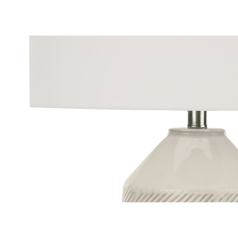 Monarch Specialties I 9613 - Lighting, 33"H, Table Lamp, Ivory / Cream Shade, Cream Ceramic, Contemporary