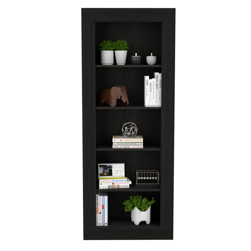 DEPOT E-SHOP Poros Bookcase with Vertical Design and 5 Storage Shelves, Black