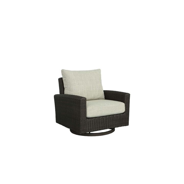 Resin Wicker Outdoor Swivel Chair - 37" - Brown and Gray