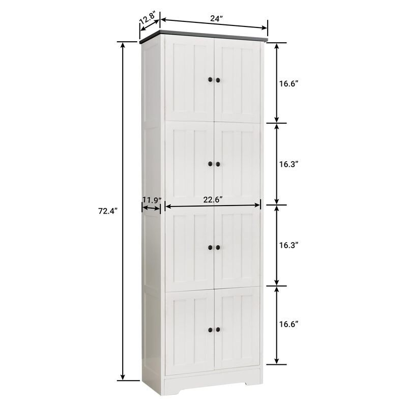 Tall Storage Cabinet with 8 Doors & 4 Shelves Spacious Organizer for Home & Office