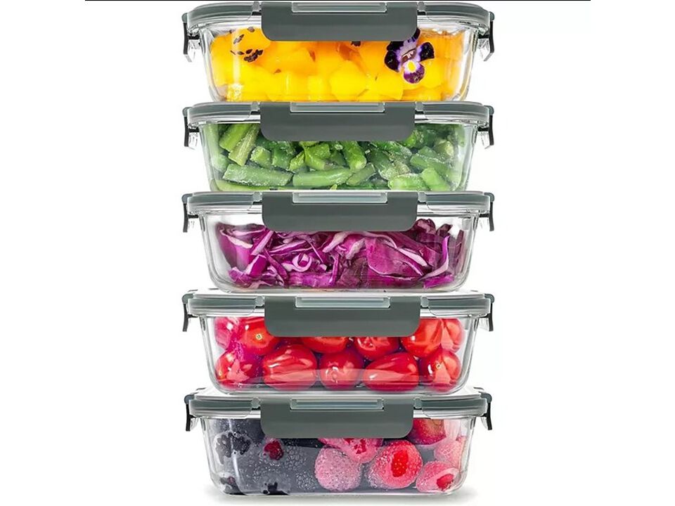 Zulay Kitchen 5-Piece Borosilicate Glass Clear Food Storage Containers