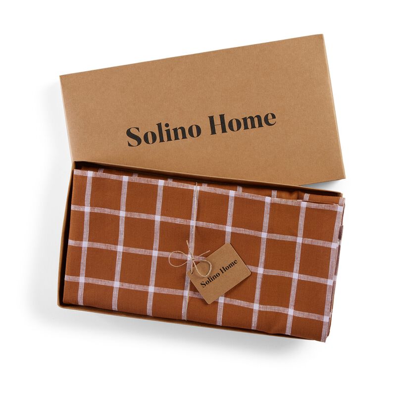 Solino Home 100% Pure Linen Tablecloth | Windowpane Stripe