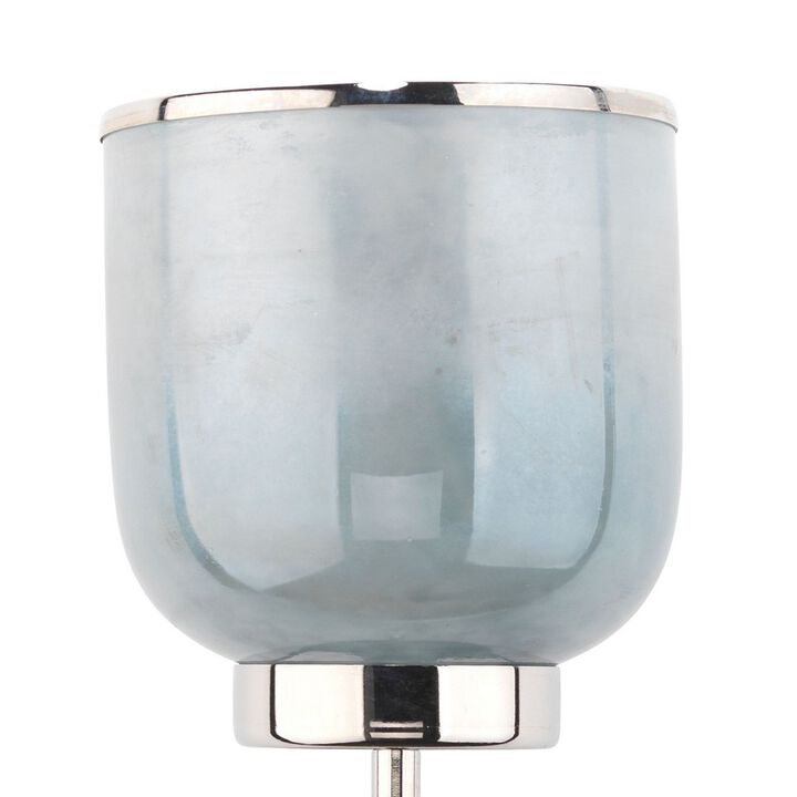 Abi 18 Inch Wall Sconce, Hand Blown Glass in Smooth Metallic Gray, 40W-Benzara