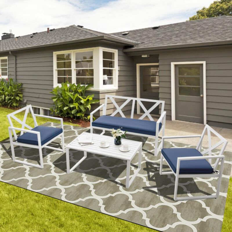 Hivvago 4 Pieces Outdoor Conversation Set with Sturdy Steel Frame