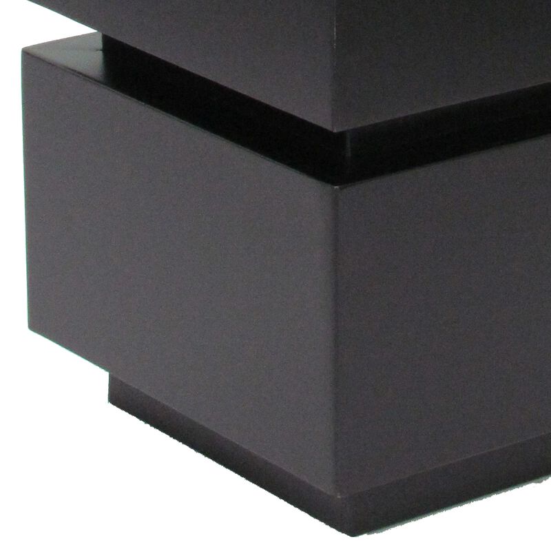 Wooden Pedestal Stand in Stacked Cube Design, Antique Black - Benzara
