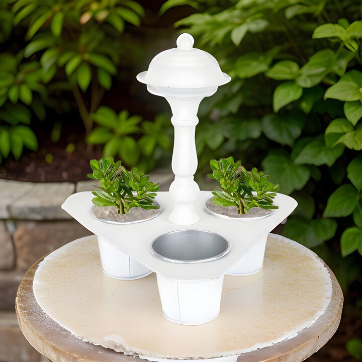 Metal Triple Pot Holder With Tin Planters