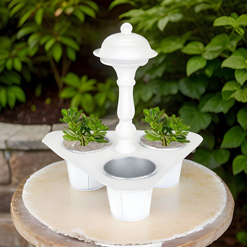 Metal Triple Pot Holder With Tin Planters