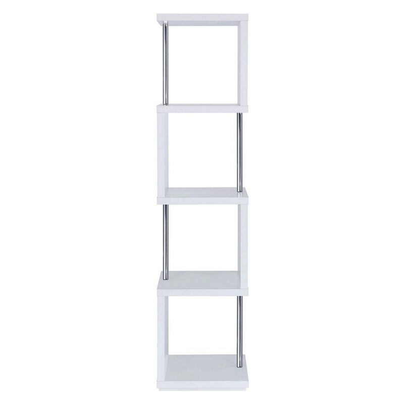 Modern Four Tier Wood And Metal  Bookcase