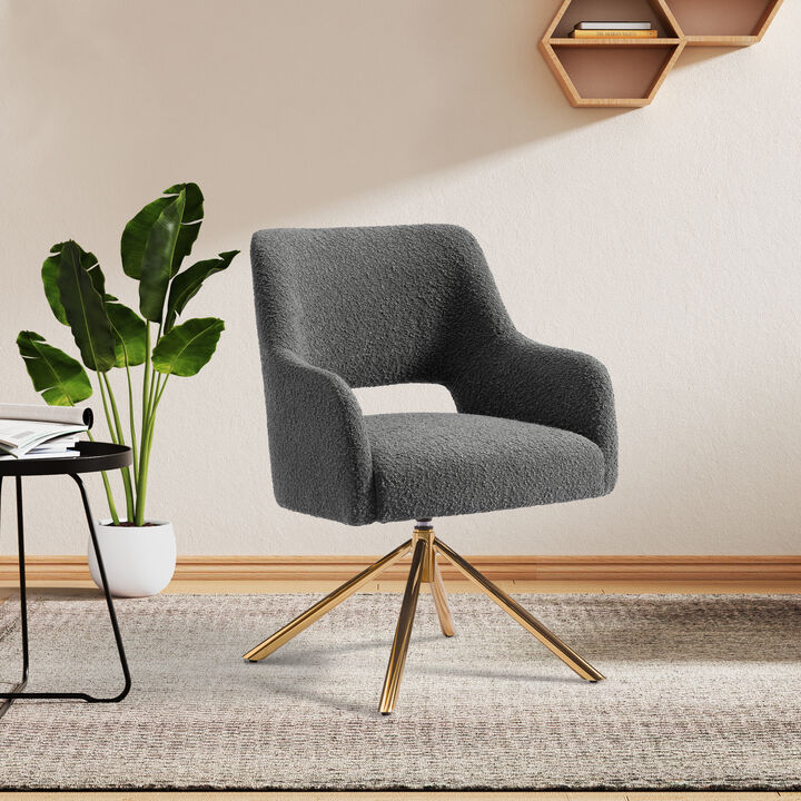 WestinTrends Genevieve Mid-Century Modern Wide Boucle Swivel Accent Arm Chair