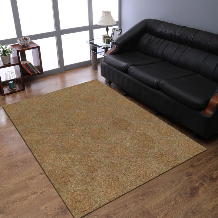 RUGSOTIC CARPETS HAND TUFTED WOOL ECO-FRIENDLY AREA RUGS  - 5'x8', Rectangle Shape, Beige, Contemporary Modern Design, High Pile Thick Handmade Area Rugs for Living Room, Bed Room (K01005)
