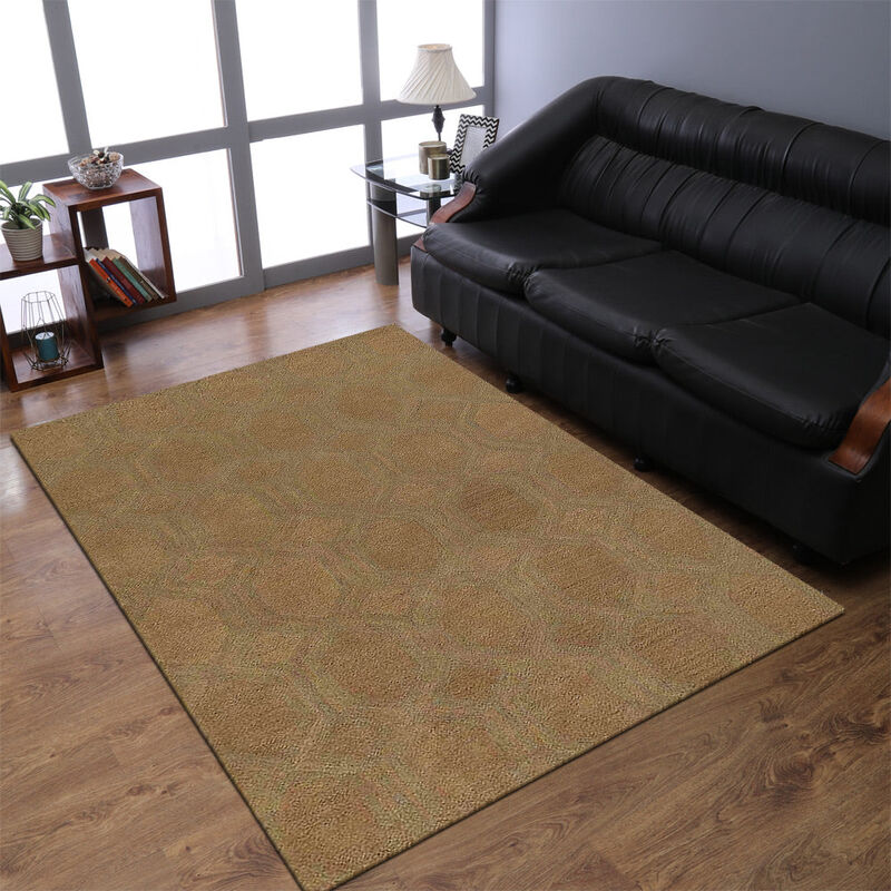 RUGSOTIC CARPETS HAND TUFTED WOOL ECO-FRIENDLY AREA RUGS  - 5'x8', Rectangle Shape, Beige, Contemporary Modern Design, High Pile Thick Handmade Area Rugs for Living Room, Bed Room (K01005)