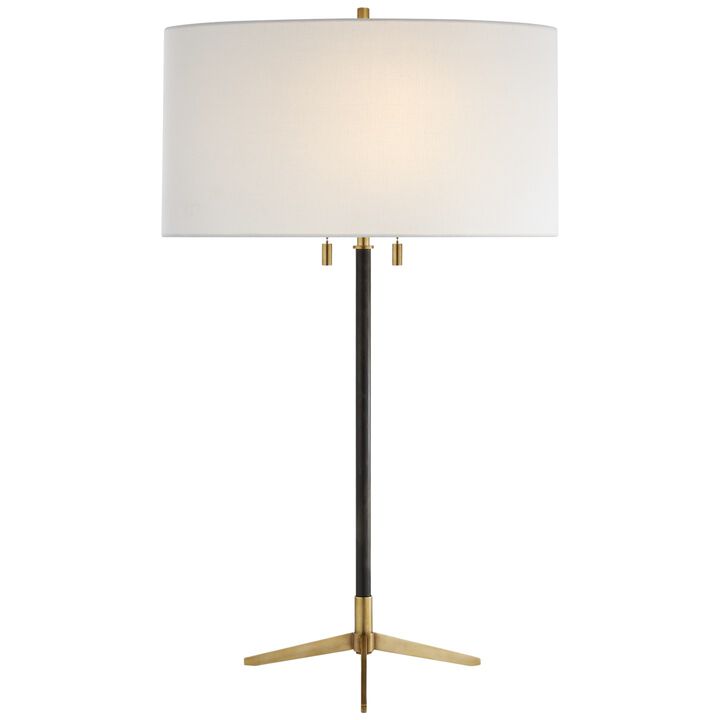 Caron Table Lamp in Bronze and Hand-Rubbed Antique Brass