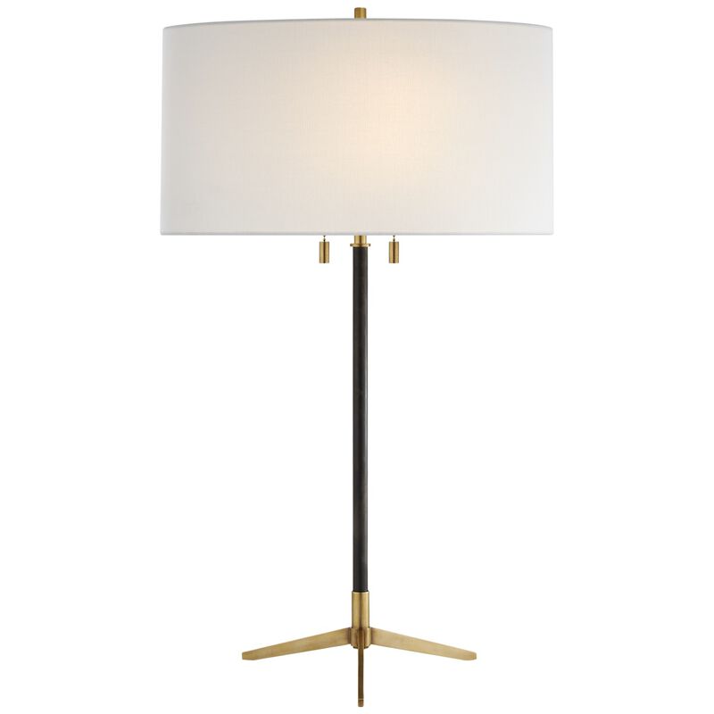 Caron Table Lamp in Bronze and Hand-Rubbed Antique Brass