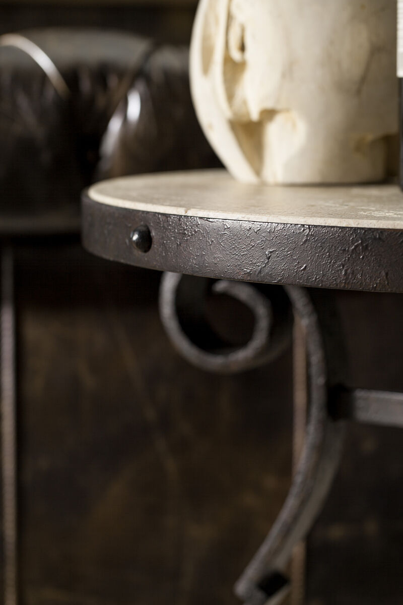 Luckenbach Metal And Stone End Table in Black