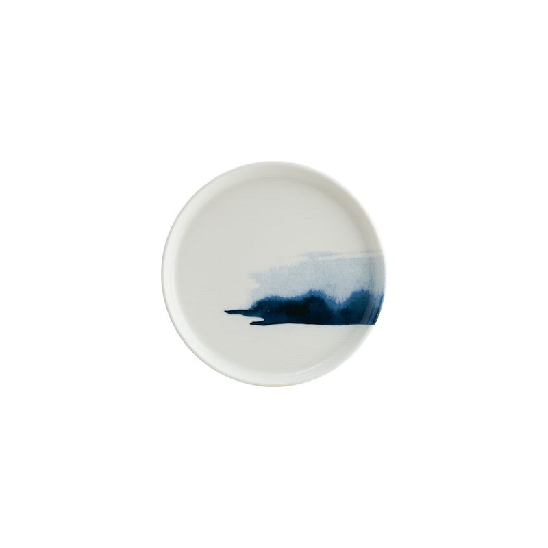 Blue Wave dia.8.75" Round Decorated Porcelain Plate (Set of 4)