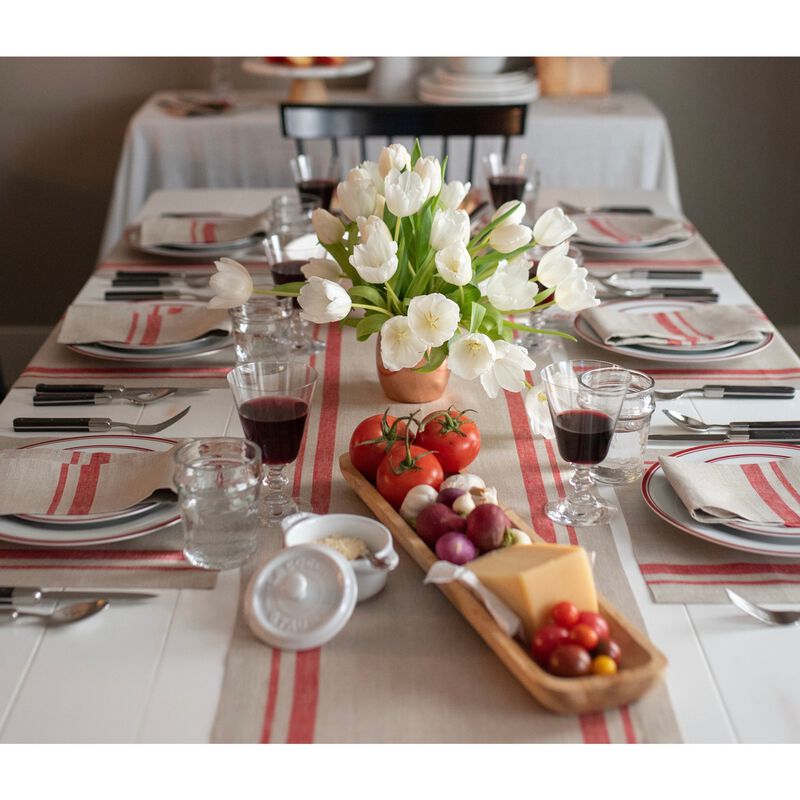 Solino Home 100% Pure Linen Table Runner | French Stripe
