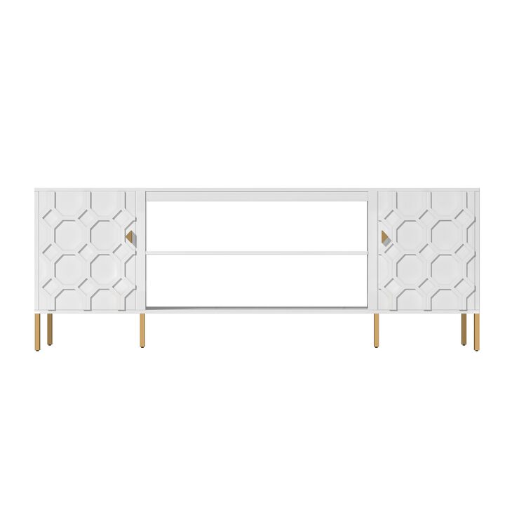 Black TV Stand Fits TVs up to 70 to 80 in. with Metal Support Legs