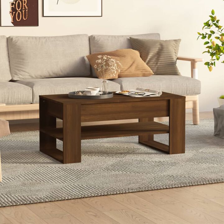 vidaXL Coffee Table Brown Oak 40.2"x21.7"x17.7" Engineered Wood